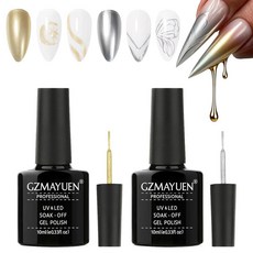 GZMAYUEN 골드 실버 메탈릭 네일 아트 젤 라이너 10ML 3D 미러 페인트 드로잉 프렌치 디자인 라인 매니큐어 세트