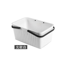 [上手家居] 北欧鏤空手提沐浴籃 附提把 浴室收納, 北歐白
