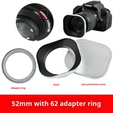 Sony호환 28-70 Fuji 16-50/15-45/Sigma 56F1.4/18-50 VizoNobel 28F1.8 렌즈 금속 차양 52/55/58/62mm에 적합한 사각형 차양, 04 52mm-62mm, 01 빠른