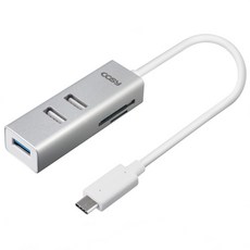 코시 샤프 타입C OTG USB3.0 허브+카드리더기 콤보 CR2012C, 실버, 1개