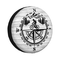 방황하는 사람이 모두 잃어버린 산 지도 나침반 스페어 타이어 커버 트레일러 차량, 색상: 9. 12 / 크기: A. 16 inch