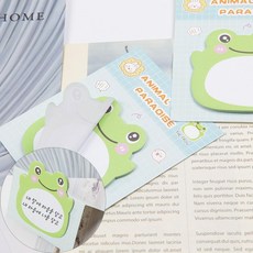 개구리 휴대 전화 필기 암기 중요 학생 접착메모지 1P, 1개