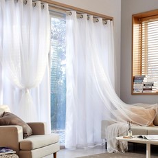 모던하우스 샤샤 이중레이스 생활암막 긴창문커튼 220x240 화이트 2P-BL3625034