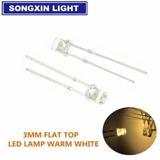 100pcs 3mm LED 발광 다이오드 플랫 탑 따뜻한 화이트 레드 블루 그린 UV 오렌지 옐로우 핑크 컬러 전구 램프 2V 3V 표시기 DIY, [09] 따뜻한 흰색