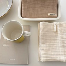 목화베리 무지요루거즈3중 면행주 키친크로스 2color, 무지샌드베이지, 1개