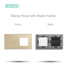 BSEED 크리스탈 유리 패널 프레임 157mm 진주 흰색 검정색 Gloden 벽 스위치 전원 소켓 전용, 01 EU 표준, 08 3Gang Gold