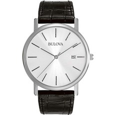 Bulova 남성용 스테인리스 스틸 3핸드 캘린더 데이트 쿼츠 시계, 블랙 스트랩/스테인리스 스틸