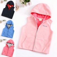 鹿拉拉 LU-LALA 現貨粉色男女童背心，春秋中小童搖粒絨連帽背心，柔軟舒適，多尺寸可選