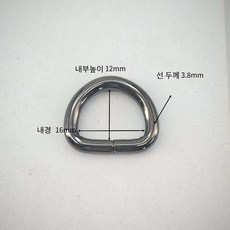 가방부자재 D링 연결고리 내경 16mm 내부높이 12mm 10ps, 10개, 건블랙
