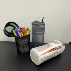 나일론 망사필통 가로세로형 대학생 고등학생 메쉬필통 펜케이스 3컬러, 1개, 그레이