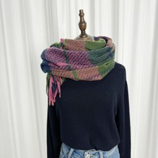 格紋仿羊絨圍巾，秋冬保暖百搭披肩