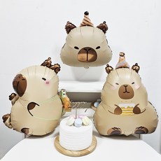 올리브파티 카피바라 풍선 가랜드 생일 파티 용품 세트, 04_카피바라풍선3종, 1세트