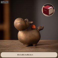 DFMEI 陶瓷馬擺件, 小萌馬-馬上大吉(古銅色)+禮盒