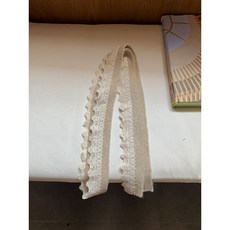 桃園出貨ing 韓系蕾絲邊窄長針織小圍巾 秋冬保暖休閒百搭小飄帶溫柔氣質圍脖女