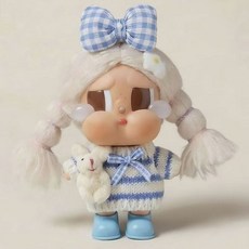 팝마트 크라이베이비 휴가 일기 시리즈 스웨터 리본 헤어피스 신발 세트 인형옷 인형 제외, 블루 세트(스웨터+리본 헤어피스+블루 신발)-인형 제외, 1세대와 2세대는 보편적입니다