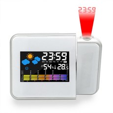 프로젝션빔 LED 탁상시계 무소음 디지털 알람시계, CLOCK15_화이트