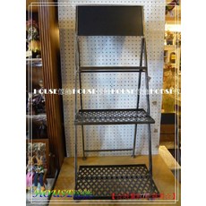 House傢飾 LOFT工業風立式磁性黑板盆栽架/告示牌/MENU架/花台架(古銅色-三層)