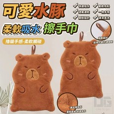 【粿女兒商行】可愛水豚柔軟吸水擦手巾, 1個