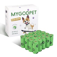 강아지 배변 봉투 생분해성 배변 봉투 누출 방지 두꺼운 펫용 쓰레기 봉투, 20개, 15개입, 초록색-바다 향