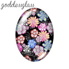 꽃무늬 잎사귀 장미 아름다움 타원형 사진 유리 카보숑 데모 플랫백 제작용 부자재, 6. TB0093-03