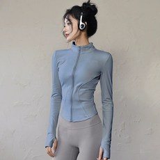 運動健身外套 瑜伽服防曬衣開衫, L
