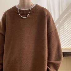 圓領毛衣 寬鬆鹿毛絨保暖冬裝男生 韓國韓系男裝簡約百搭毛T