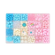 JoyBaby 兒童DIY玩具 公主串珠玩具 女孩打扮玩具 手環 項鍊 髮箍 戒指玩具組, 花朵小馬-24格組, 1個