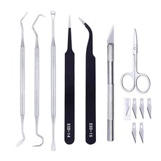 shangren 잡초 비닐 도구 조각 나이프 Teewzers 가위 후크 Weeder, 14.6x0.8cm, 스테인레스 스틸, 실버 블랙, 1개
