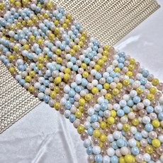 조약돌 비즈 공예 핵진주 옐로우블루 컬러비즈 팔찌만들기 4mm