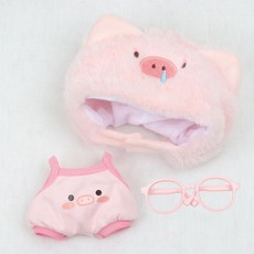10cm 인형옷 돼지 후드 동물 모자 솜인형옷 핑크, D. 콧물돼지(안경포함), 1개