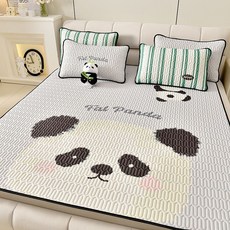 乳膠涼蓆三件套 冰絲涼蓆 可摺疊機洗, 哈尼熊貓,90x200cm【乳膠涼蓆+枕套一隻】