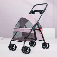 유모차 애완용 트롤리 분리 고양이 외출 중소 테디 라이트 산책 개 접이식, I. 식탁받침 포함 W02C 핑크 바구니 분리