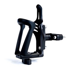 多功能可調式水壺架 不銹鋼旋轉底座 適用機車自行車嬰兒車 穩固耐用, 1個, 可調式水壺架+不銹鋼旋轉底座, 黑色