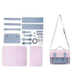 올유니드 DIY가방 사첼백 숄더백 가죽가방만들기 가죽공예키트 핸드메이드, 핑크블루, 1개