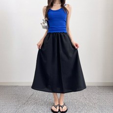 이지스타일 여름 롱스커트 시원한 밴딩 플레어 치마 빅사이즈 66~88 체형커버 편한 데일리 치마