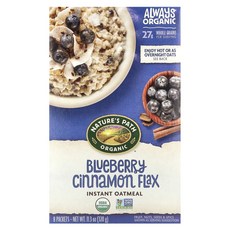 Nature's Path Organic Instant Oatmeal Blueberry Cinnamon Flax 8 Packets 11.3 oz (320 g), 1개, 400g