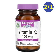 블루보넷 비타민K2 MK7 메나퀴논 비타민케이투 100mcg 100캡슐 3개, 100정