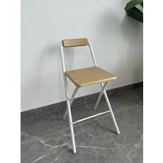 버스킹 공연용 휴대용 스툴 원형 기타 접이식 좌고 연주자 블랙 상판, 1인용, 화이트 프레임 우드 컬러 60cm