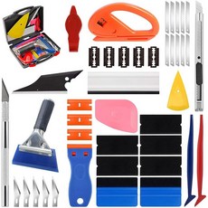 JIURUN 43피스 자동차 창문 틴트 키트 비닐 랩 도구 창문 틴트 스퀴지 도구 차량 유리 보호 필름 설치 키트 자동차 창문 필름 틴팅 키트, 43 Pcs