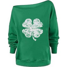 여성용 오프 숄더 스웨터 플리스 긴소매 오버사이즈 스웨트셔츠 블라우스 깃발 159044