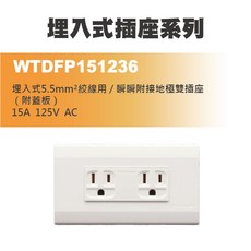 Panasonic 國際牌 星光系列 埋入式接地極雙插座 WTDFP151236 附蓋板, 1個, WTDFP151236（瞬瞬接地極雙插座