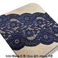 dklace 스판레이스 모음 / 레이스 5352 폭 13cm 자가드 낙하판, 블랙, 5개