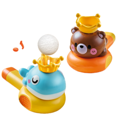 二合一動物喇叭懸浮球 吹吹樂 口腔訓練 口哨 兒童趣味魔術玩具, 1個, 鯨魚款, 藍色