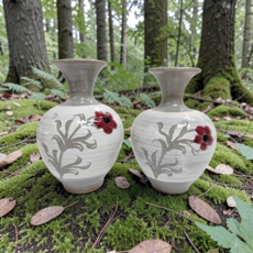 인테리어소품 2개1세트 한국 수제 국산 백자 매화향 도자기화병 홈인테리어 꽃화병, 백자매화향