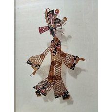皮影 才子 牛皮雕刻 手工上色 高33cm, 如圖所示, 1個