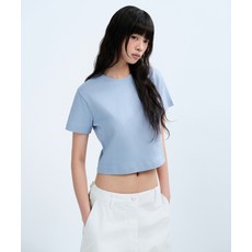매장정품 무신사스탠다드우먼 MUSINSA STANDARD WOMAN 우먼즈 크루 넥 크롭 반팔 티셔츠 [스카이 블루] MWJTS5Z08-SB 541690