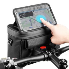 런레이더 자전거핸들가방 대용량 방수 가방 D47, 1개, 블랙