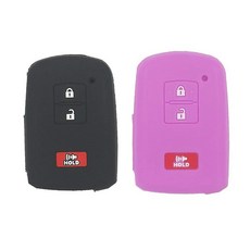 부드러운 실리콘 키리스 엔트리 리모컨 키 포브 케이스 커버 쉘 2개 토요타 4러너 하이랜더 크루저 타코마 툰드라 세쿼이아 2019 2020 2021 2022용 블루 퍼플, 블랙&퍼플