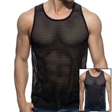 ADDICTED 基本款網狀運動背心 AD健身網眼坦克背心 透網 透視感 透明上衣 短袖上衣 AD2248
