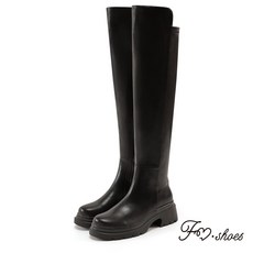 FM SHOES 輕量厚底不掉筒伸縮過膝長靴, 黑37, 黑, 37
